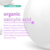 Clear Skin Night Cream infographic describing the organic salicylic acid formula.