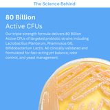 Probiotics + Prebiotics Capsules infographic about live cultures with a culture-dish illustration.