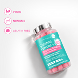 Creatine Femme+ jar with packaging features shown beside it.