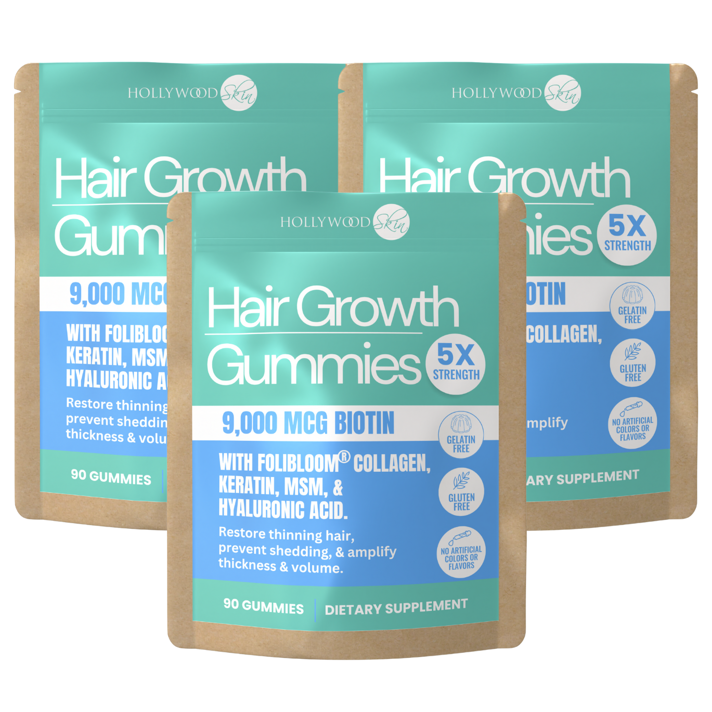 Hair Growth Gummies 〡9,000mcg Biotin, 250mg Keratin + 500mg MSM