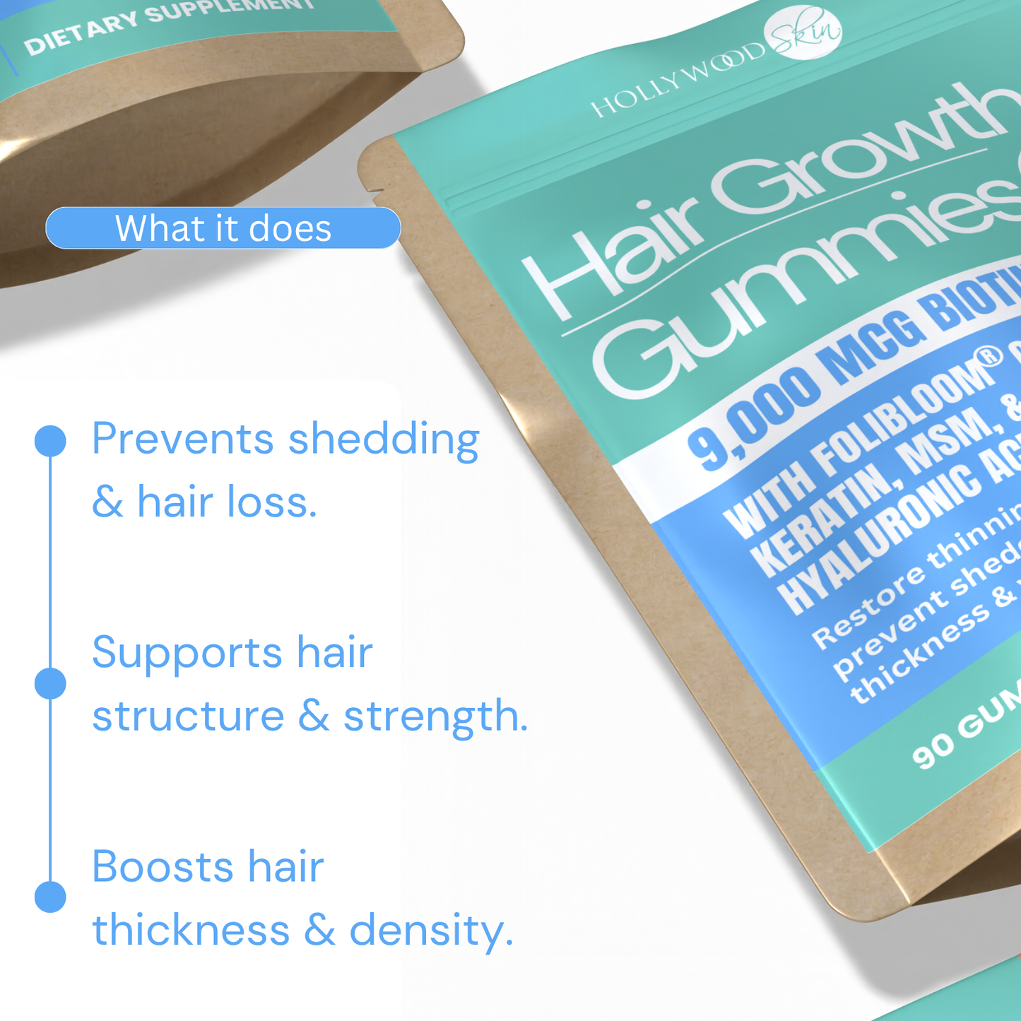 Hair Growth Gummies 〡9,000mcg Biotin, 250mg Keratin + 500mg MSM
