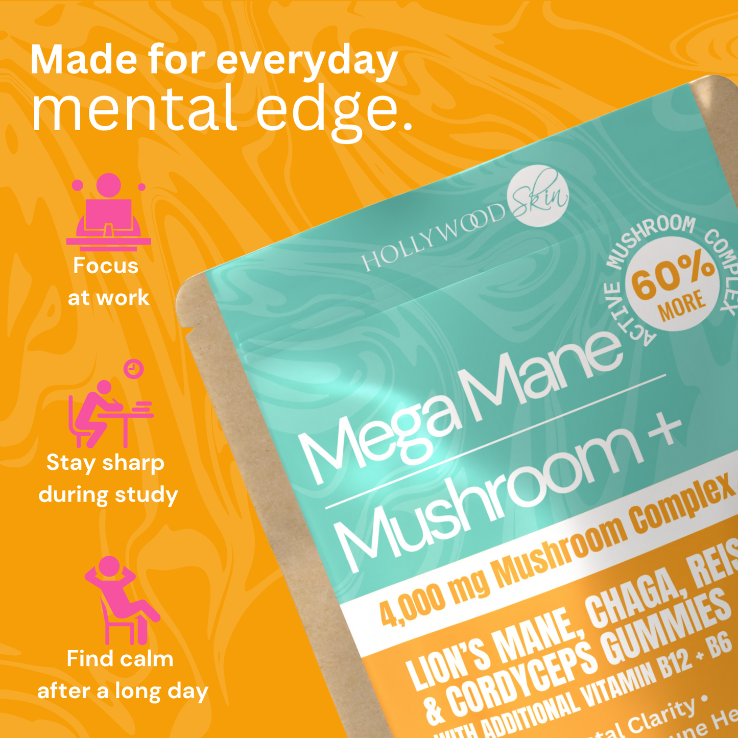 Mega Mane Mushroom+ Gummies | 4,000mg Mushroom Complex