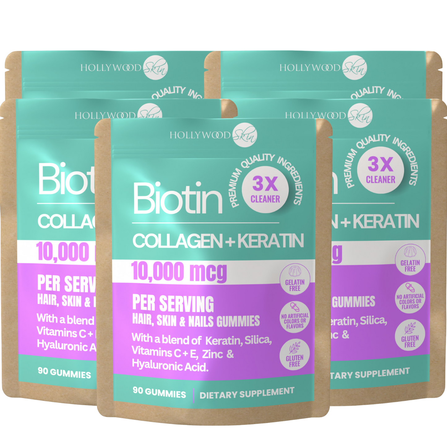 Gommes pour la croissance des cheveux et la force des ongles〡10 000 mcg de biotine, 1 500 mg de collagène et 300 mg de kératine