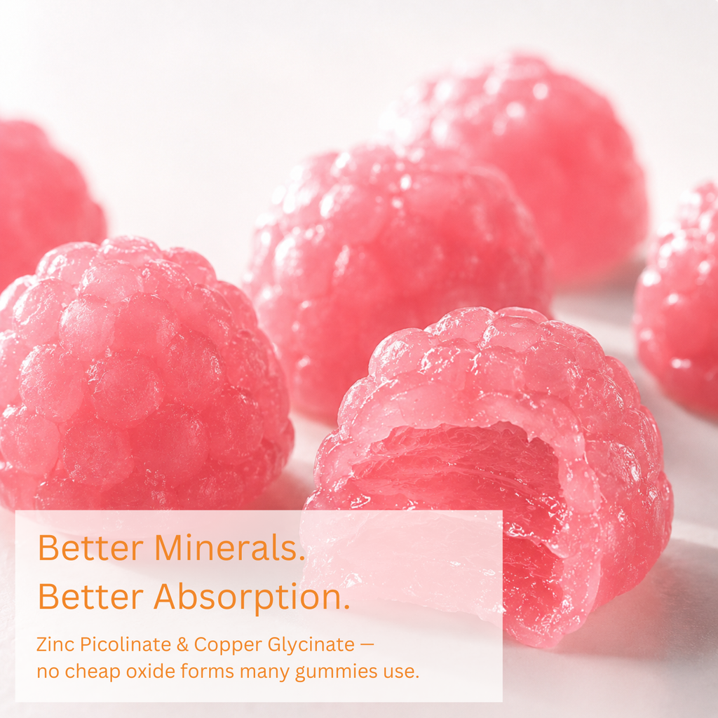 Zinc & Copper Gummies bottle – Vegan, Gelatine-Free, Gluten-Free, Made in Europe, 60 vegan gummies