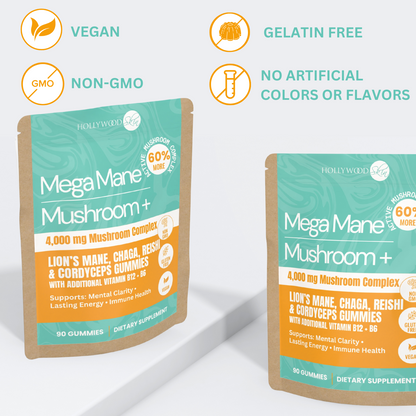 Mega Mane Mushroom+ Gummies | 4,000mg Mushroom Complex