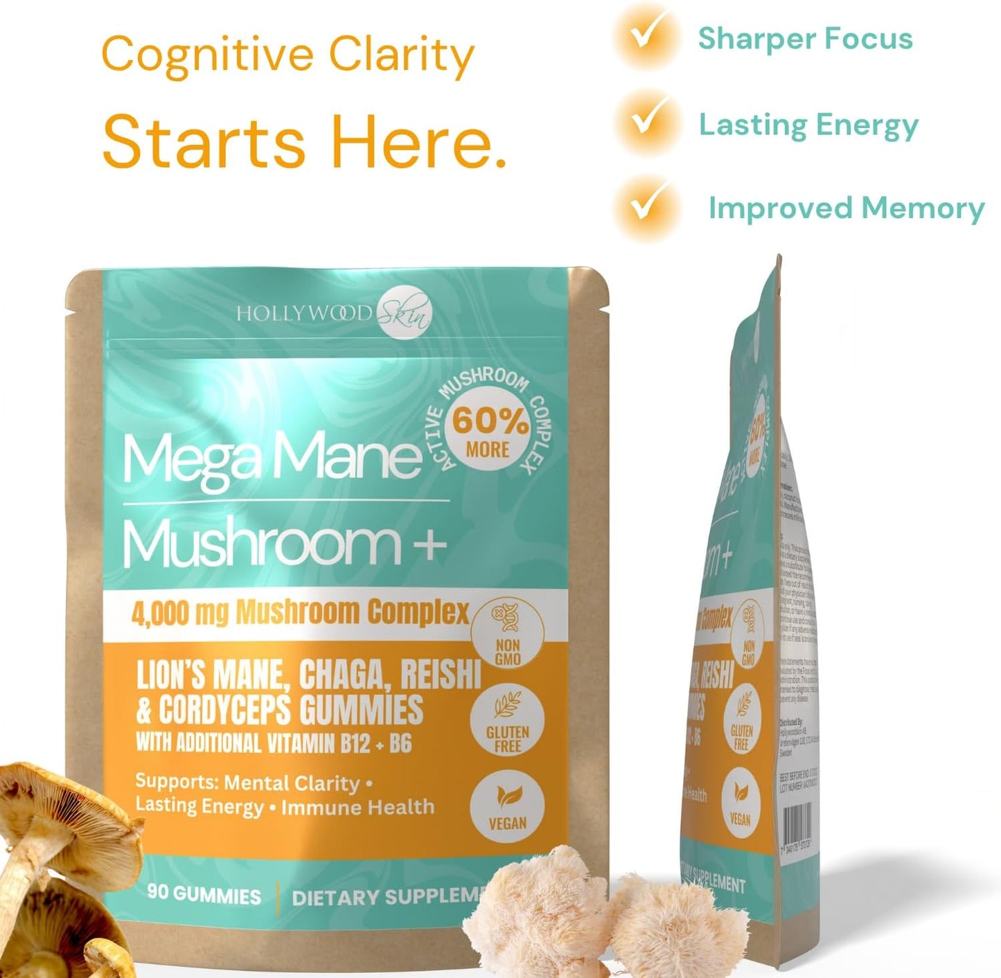 Mega Mane Mushroom+ Gummies | 4,000mg Mushroom Complex