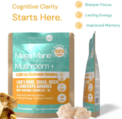 Mega Mane Mushroom+ Gummies | 4,000mg Mushroom Complex