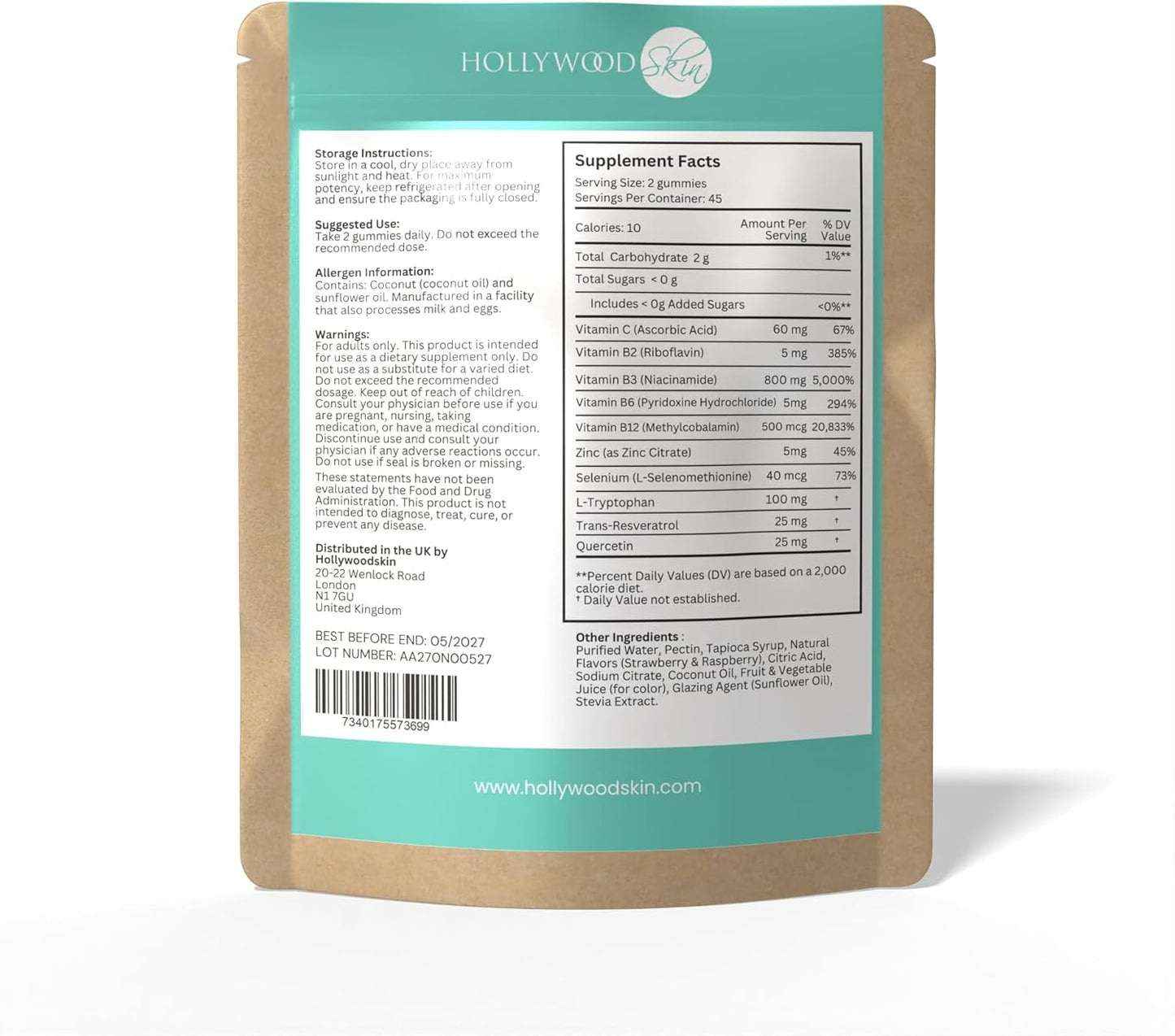 NAD+ Gummies - 800mg Niacinamide | Flush-Free B3, B12, Quercetin, L-Tryptophan & Resveratrol.