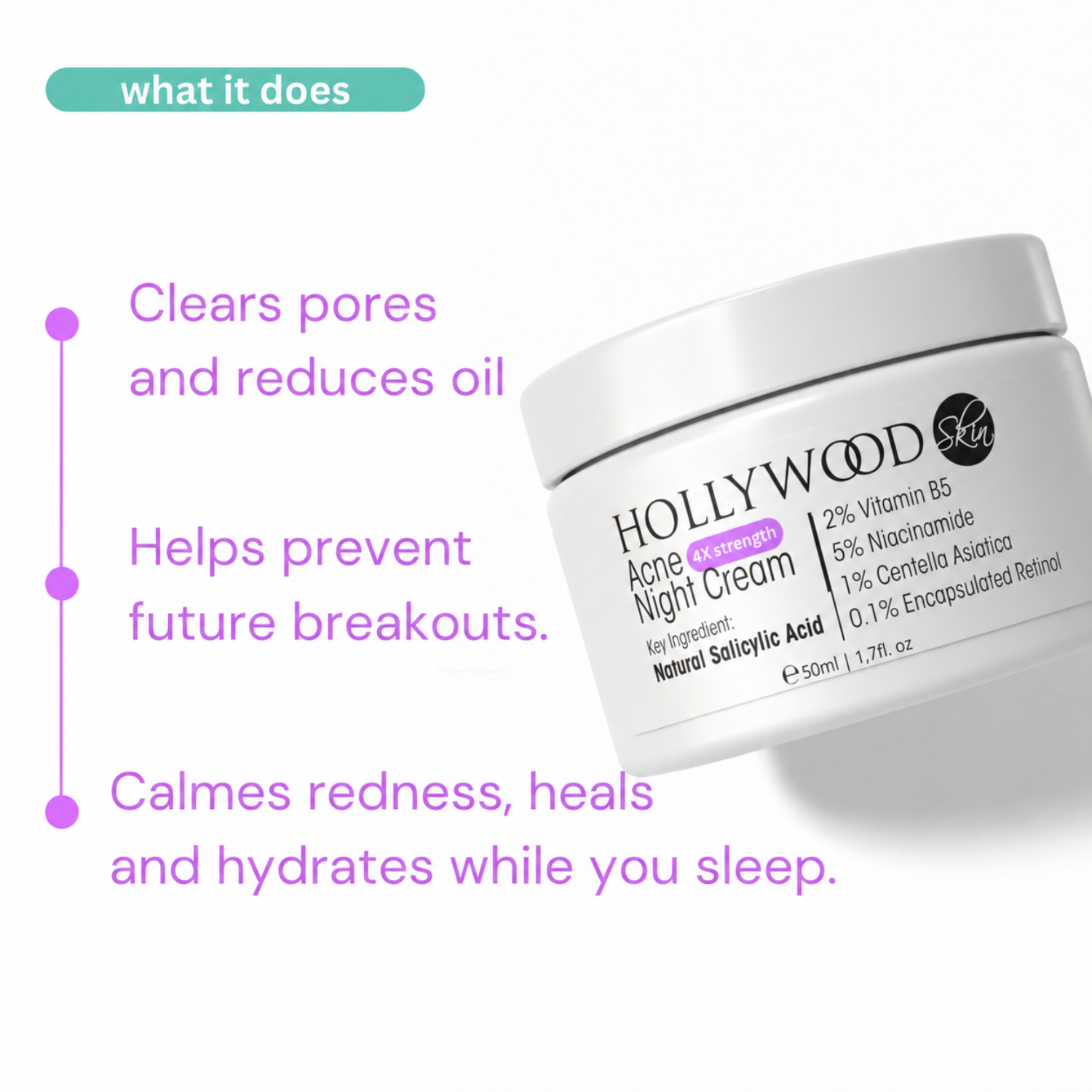 Acne Night Cream with 2% Salicylic Acid - overnight acne treatment