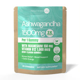 Hollywoodskin Ashwagandha Gummies pouch with 90 berry-flavoured gummies, magnesium and vitamin B12.