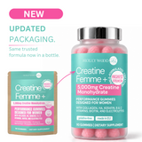 Creatine Femme+ packaging update showing the jar beside the previous pouch.